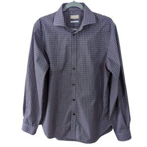 Men's Michael Kors slim fit plaid dress shirt, purple, size M